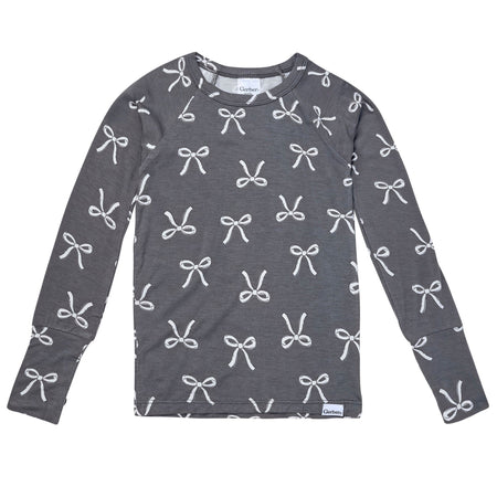 2-Piece Infant & Toddler Girls Gray Bow Snug Fit Pajamas
