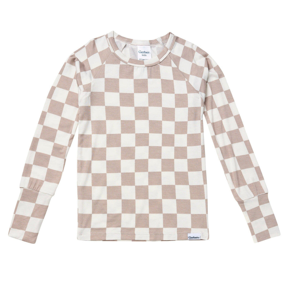 2-Piece Toddler Neutral Taupe Check Tight Fitting Pajamas Sleepwear Gerber® 