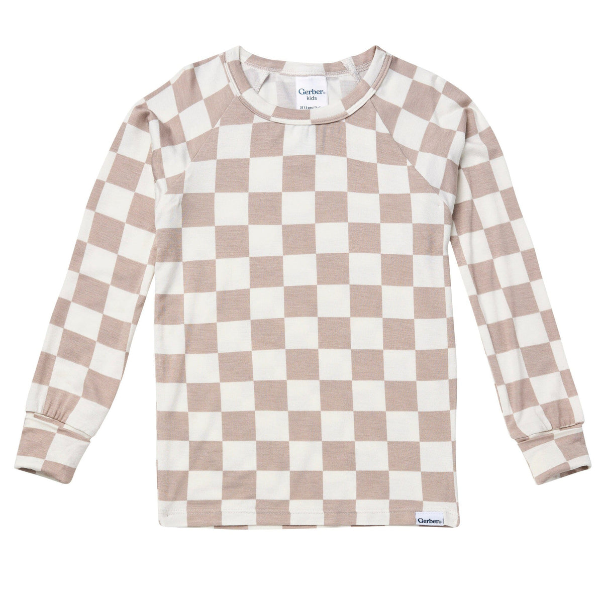 2-Piece Toddler Neutral Taupe Check Tight Fitting Pajamas Sleepwear Gerber® 