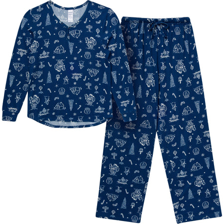 2-Piece Women's Navy Toile Hacci Pajama Set