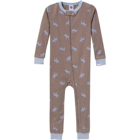 3-Pack Baby & Toddler Neutral Moose & Trees Snug Fit Footless Pajamas