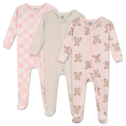3-Pack Baby & Toddler Girls Bears Snug Fit Footed Pajamas sleepwear Gerber® 