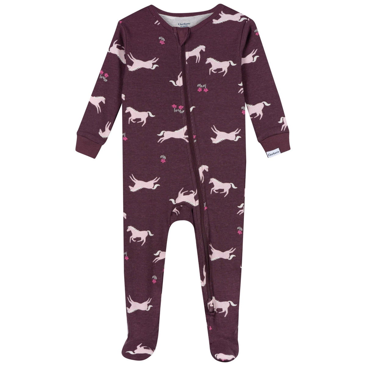 3-Pack Baby & Toddler Girls Horses Snug Fit Footed Pajamas sleepwear Gerber® 