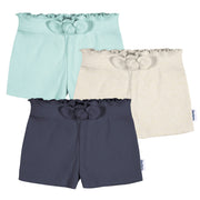 3-Pack Baby & Toddler Girls Navy/Oatmeal/Aqua Pull-On Knit Short