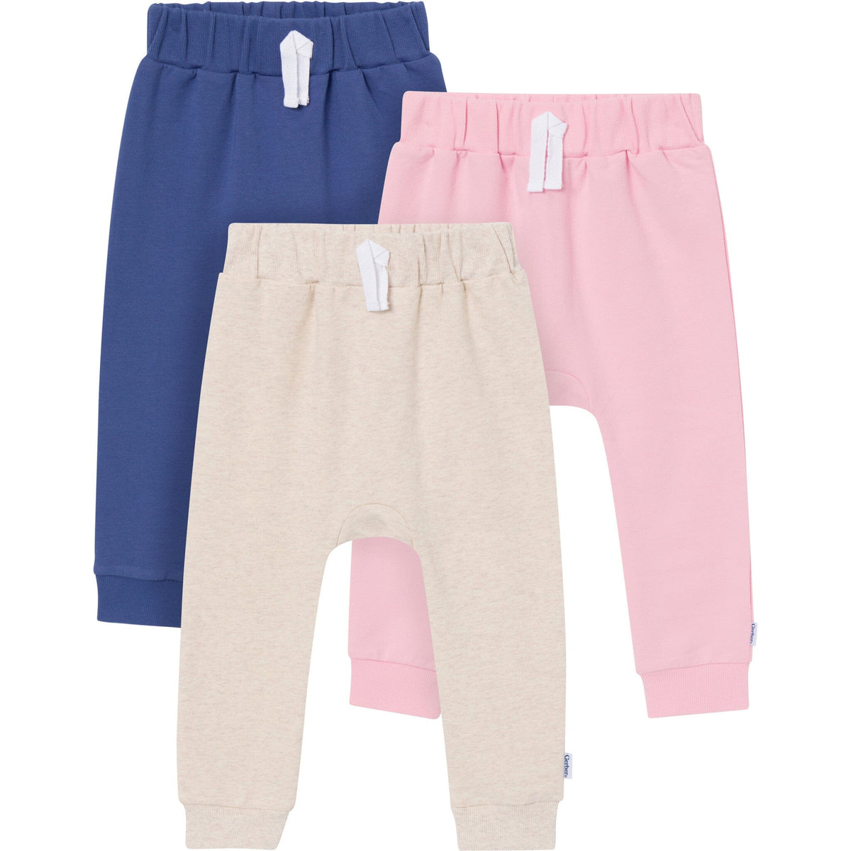 3-Pack Baby & Toddler Girls Oatmeal Joggers bottoms Gerber® 