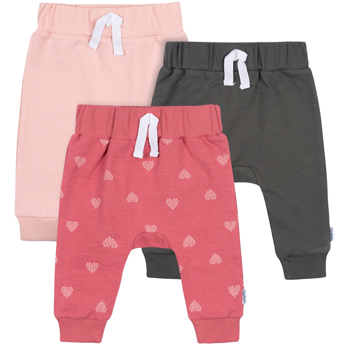3-Pack Baby & Toddler Girls Rose Joggers bottoms Gerber® 