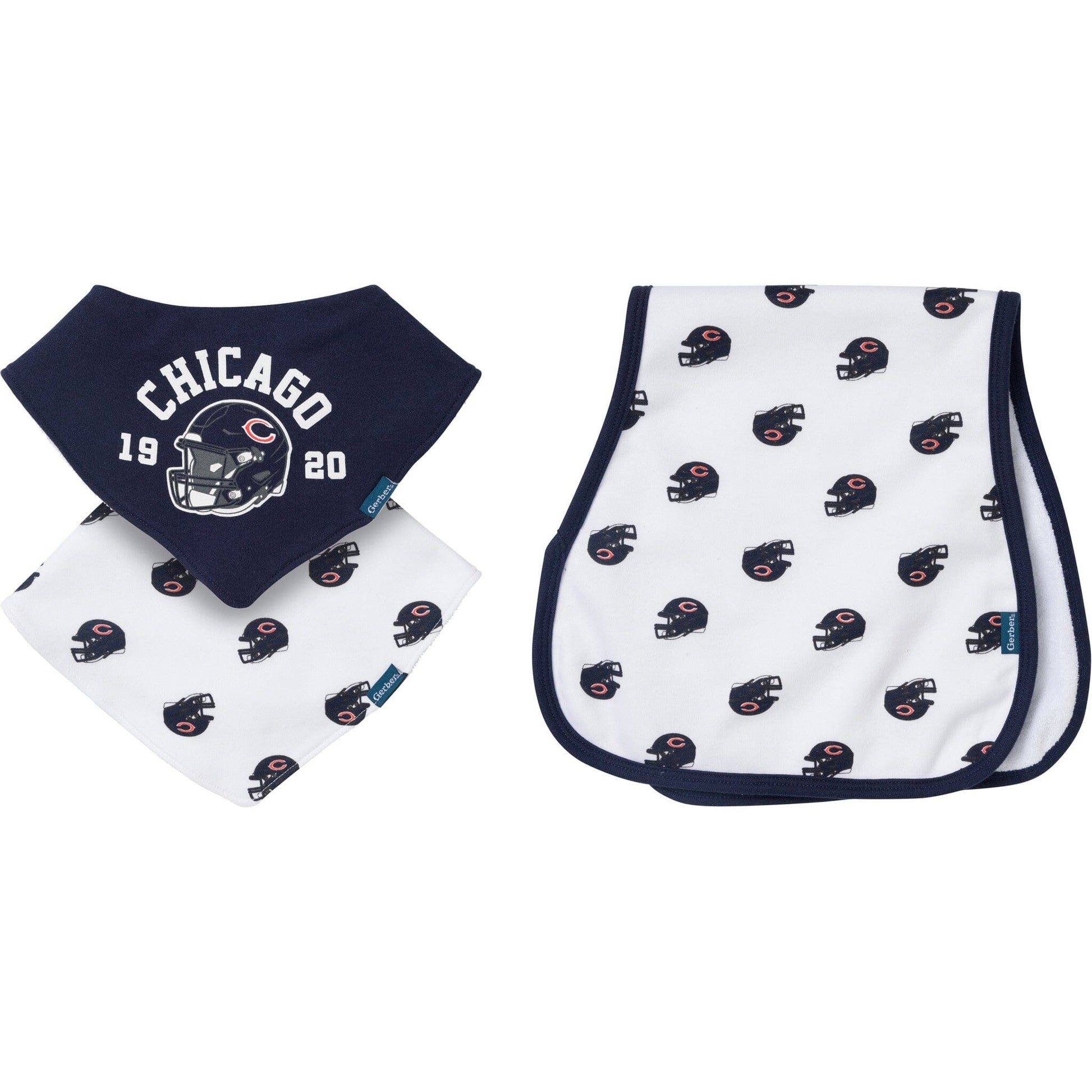 3-Pack Baby Neutral Chicago Bears Bibs and Burp Cloth Set NFL NFL 