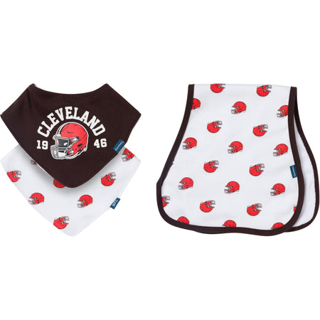 3-Piece Baby Cleveland Browns Bibs and Burp Cloth Set