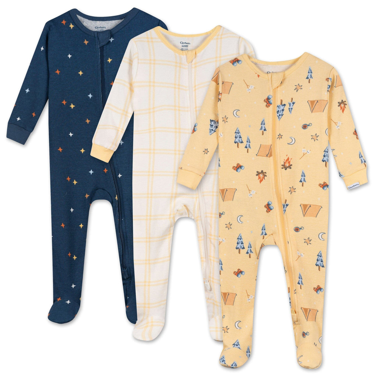3-Pack Baby & Toddler Neutral Camping Snug Fit Footed Pajamas sleepwear Gerber® 
