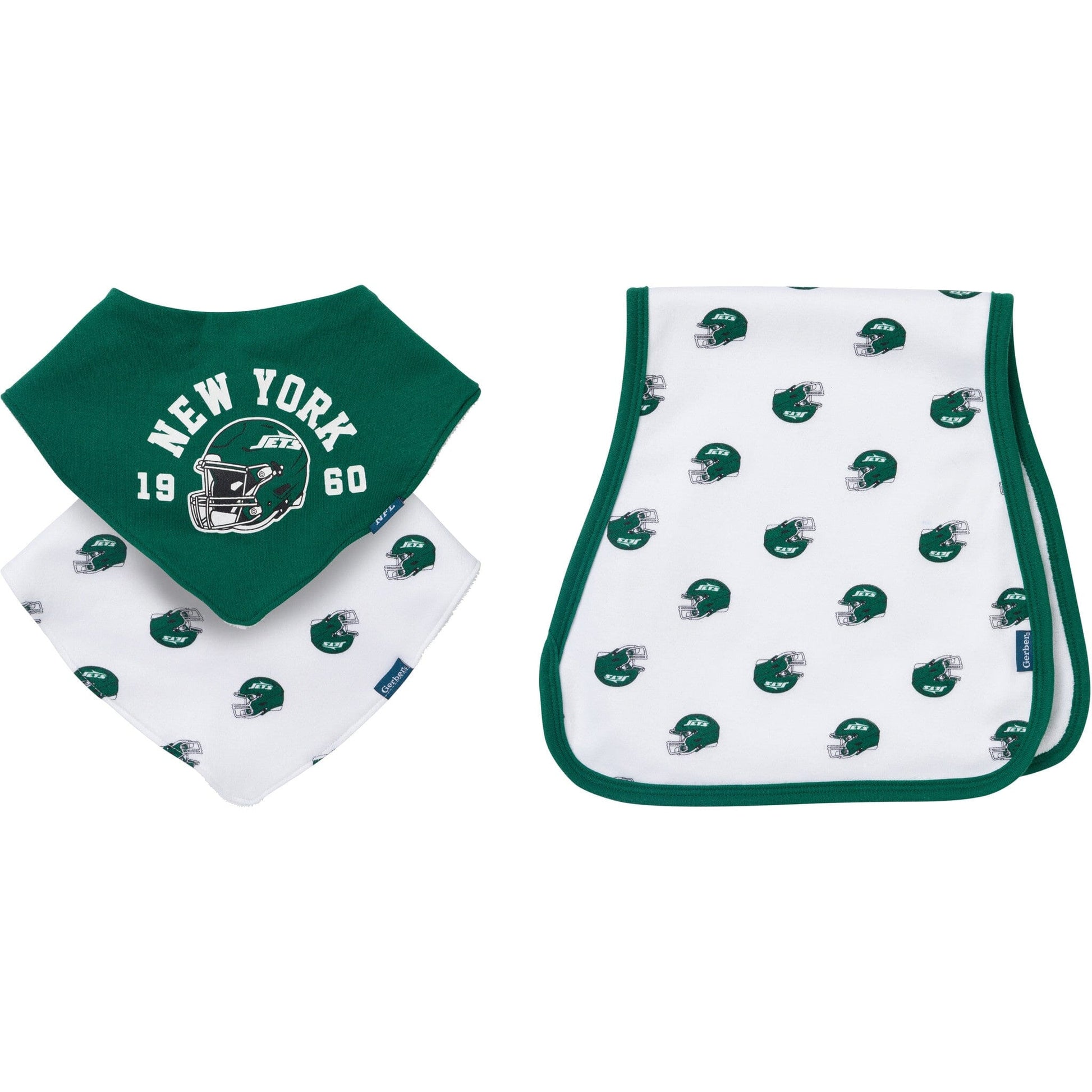 3-Pack Baby Neutral New York Jets Bibs and Burp Cloth Set NFL NFL 