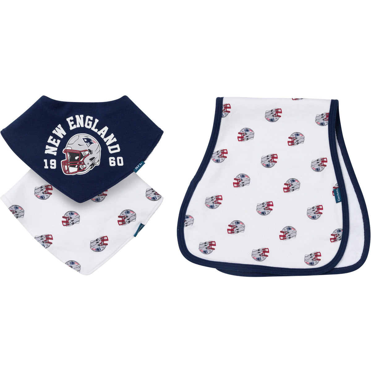 3-Pack Baby Neutral New England Patriots Bibs and Burp Cloth Set NFL NFL 