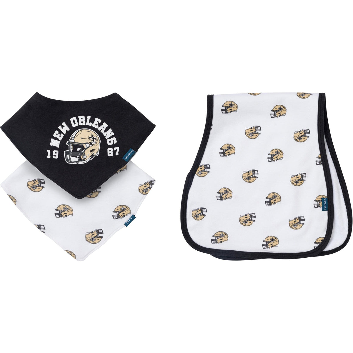 3-Pack Baby Neutral New Orleans Saints Bibs and Burp Cloth Set NFL NFL 