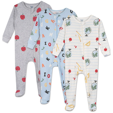 3-Pack Baby & Toddler Neutral Classroom Snug Fit Footed Pajamas