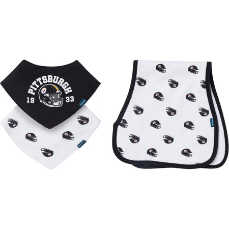 3-Piece Baby Pittsburgh Steelers Bibs and Burp Cloth Set