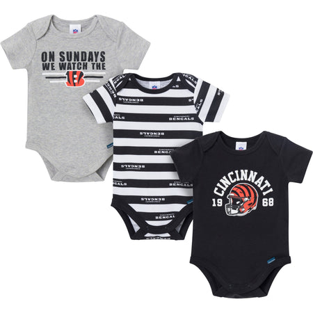 3-Pack Baby Boys Cincinnati Bengals Short Sleeve Bodysuits