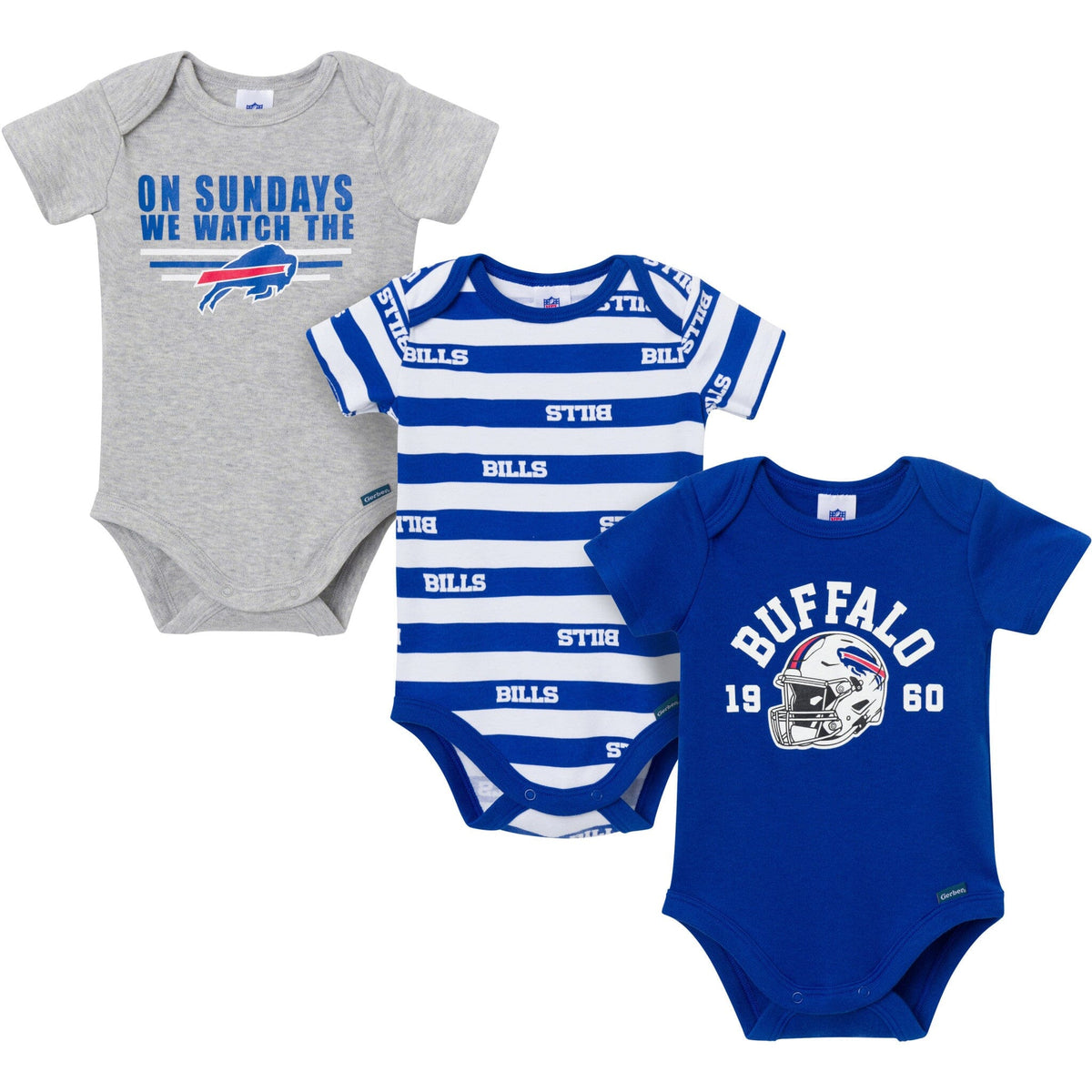 3-Pack Baby Boys Buffalo Bills Bodysuit Set NFL NFL 