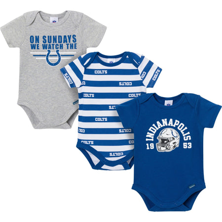 3-Pack Baby Boys Indianapolis Colts Short Sleeve Bodysuits