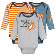 3-Pack Baby Boys Cueste Star Long Sleeve Onesies® Bodysuits Onesies Bodysuits Gerber® 