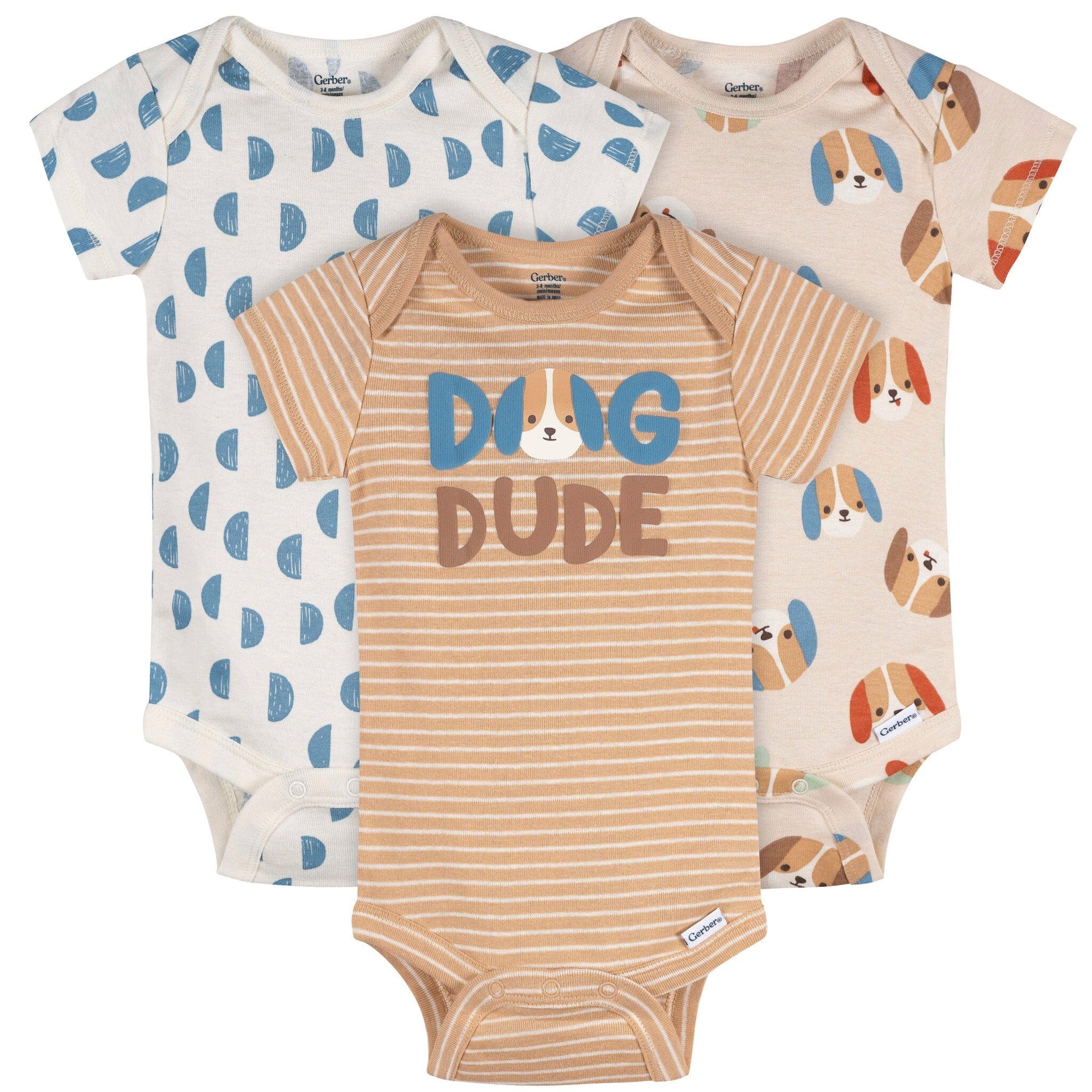 3-Pack Baby Boys Dog Dude Short Sleeve Onesies® Bodysuits Onesies Bodysuits Gerber® 