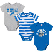 3-Pack Baby Boys Detroit Lions Bodysuit Set Onesies Bodysuits NFL 