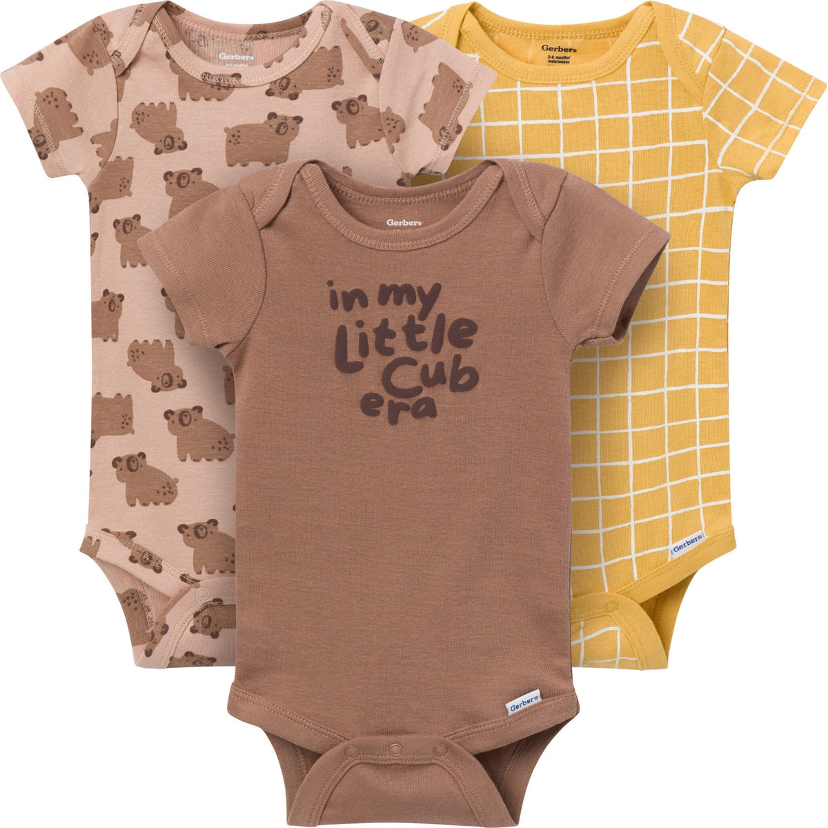 3-Pack Baby Boys Little Cub Short Sleeve Onesies® Bodysuits Onesies Bodysuits Gerber® 