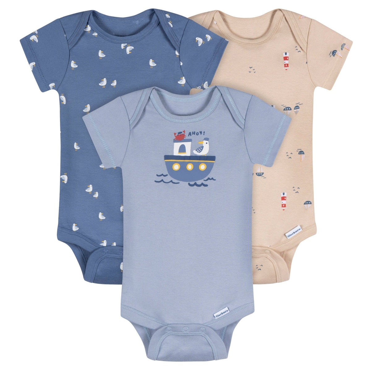3-Pack Baby Boys Little Lighthouse Short Sleeve Onesies® Bodysuits Onesies Bodysuits Gerber® 