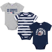 3-Pack Baby Boys New England Patriots Bodysuit Set Onesies Bodysuits NFL 