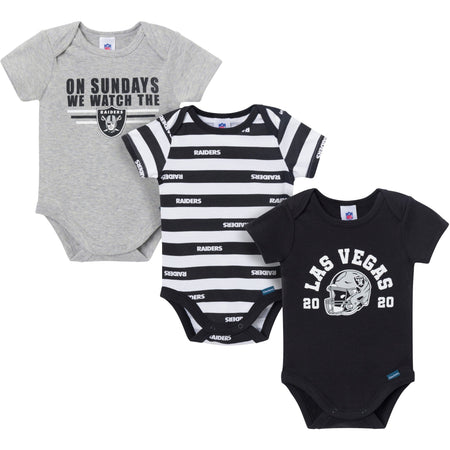 3-Pack Baby Boys Las Vegas Raiders Short Sleeve Bodysuits