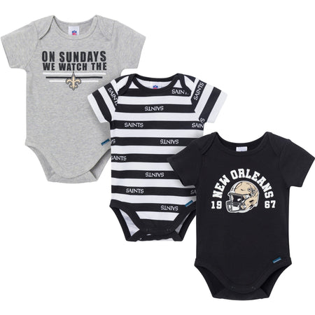3-Pack Baby Boys New Orleans Saints Short Sleeve Bodysuits