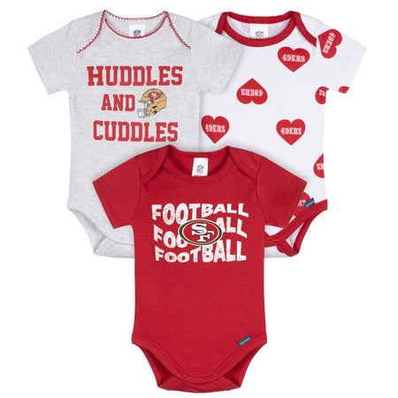 3-Pack Baby Girls San Francisco 49ers Short Sleeve Bodysuits