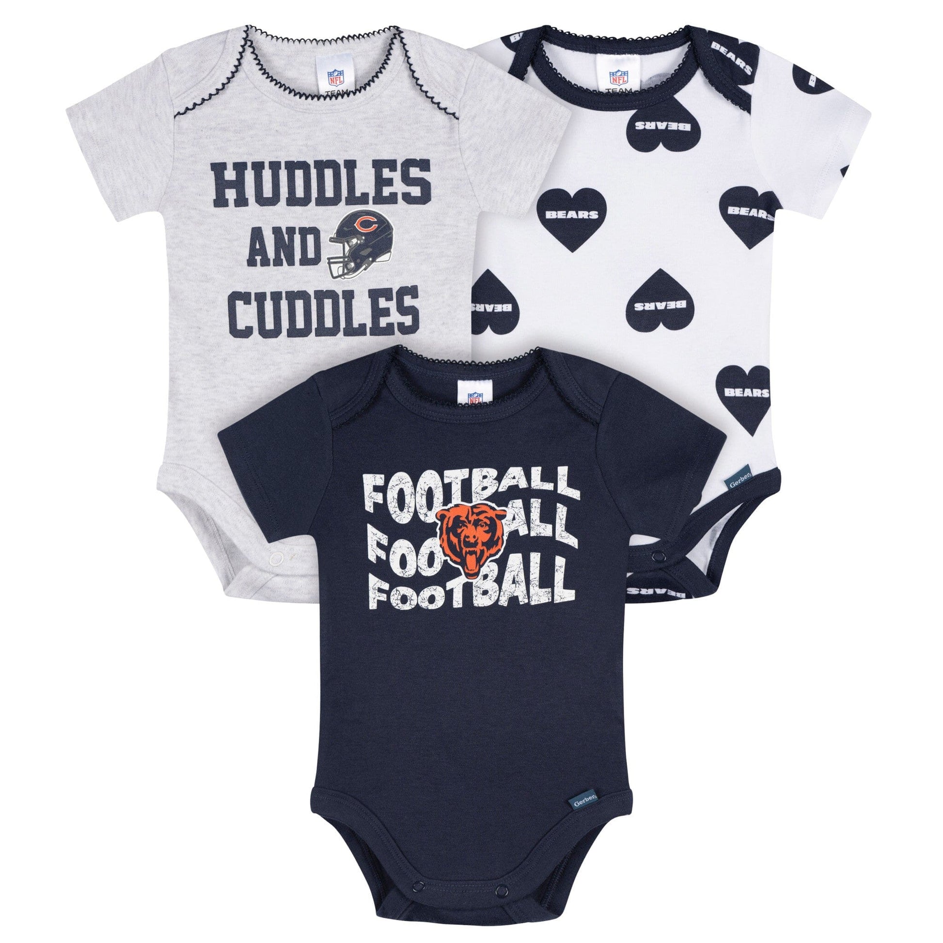 3-Pack Baby Girls Chicago Bears Bodysuit Set Onesies Bodysuits NFL 