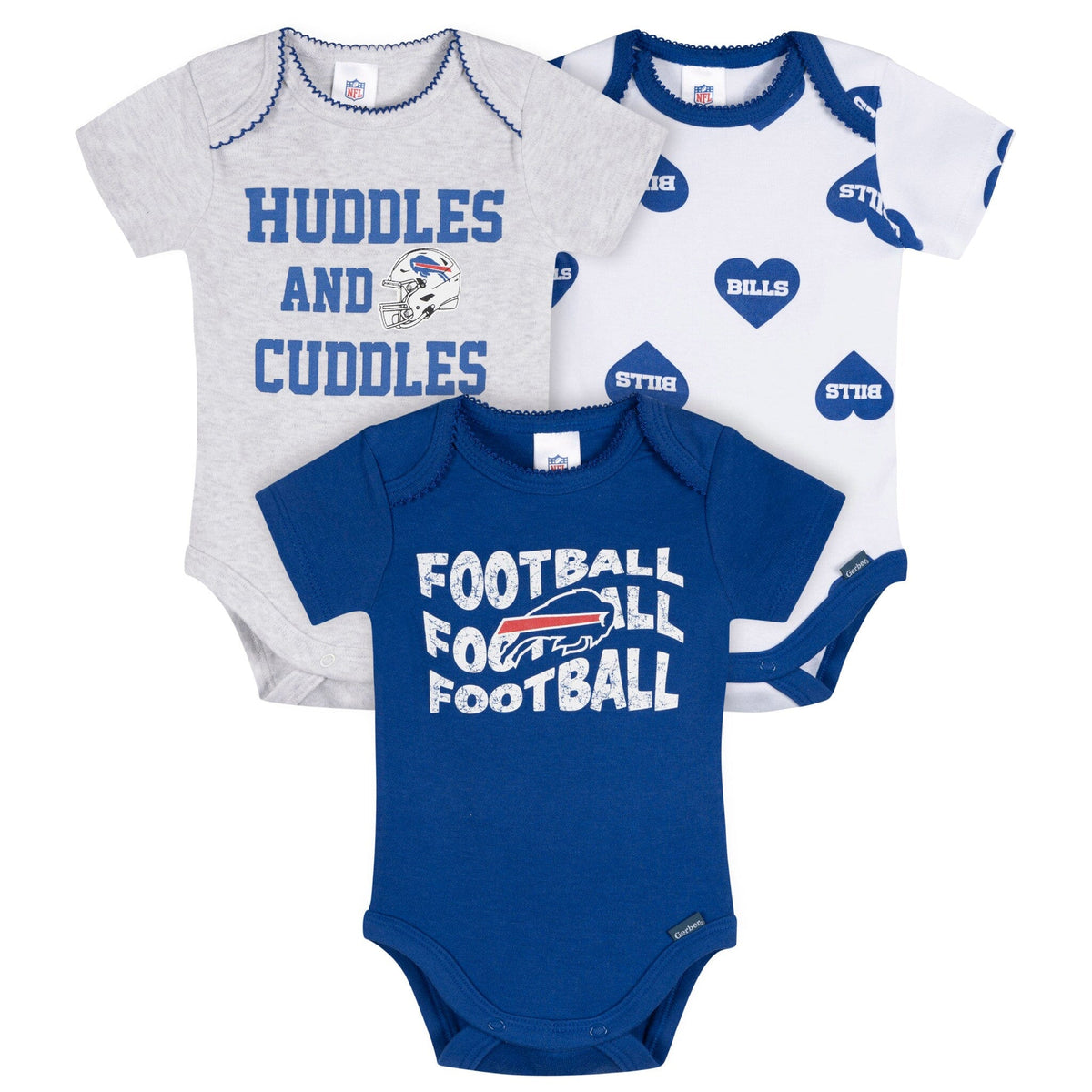 3-Pack Baby Girls Buffalo Bills Bodysuit Set Onesies Bodysuits NFL 