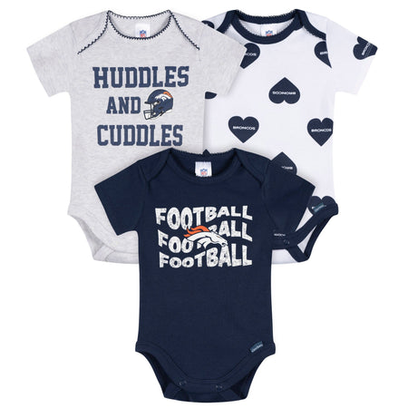 3-Pack Baby Girls Denver Broncos Short Sleeve Bodysuits