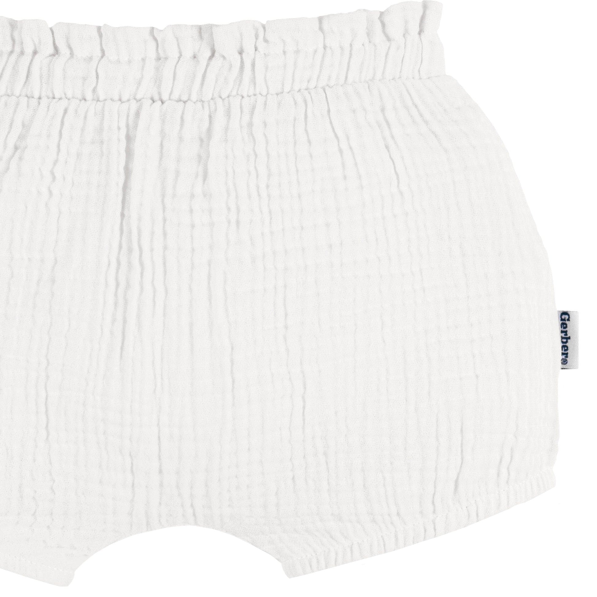 3-Pack Baby Girls Brown/Dot/White Gauze Bubble Short