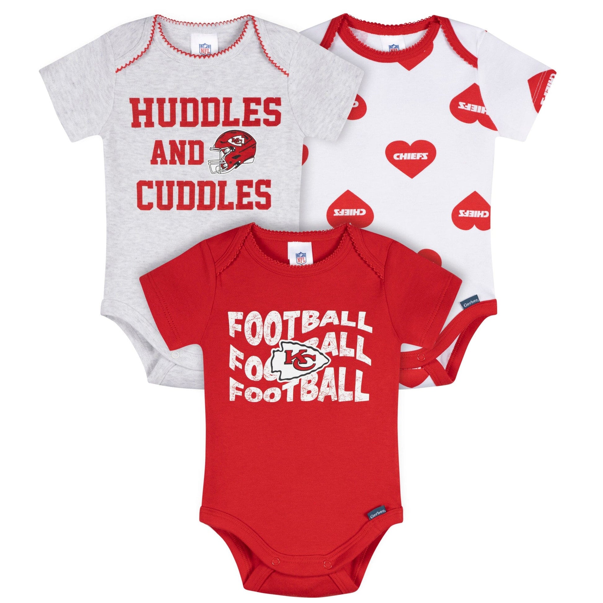 3-Pack Baby Girls Kansas City Chiefs Bodysuit Set Onesies Bodysuits NFL 