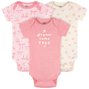 3-Pack Baby Girls Dream Come True Short Sleeve Onesies® Bodysuits Onesies Bodysuits Gerber® 