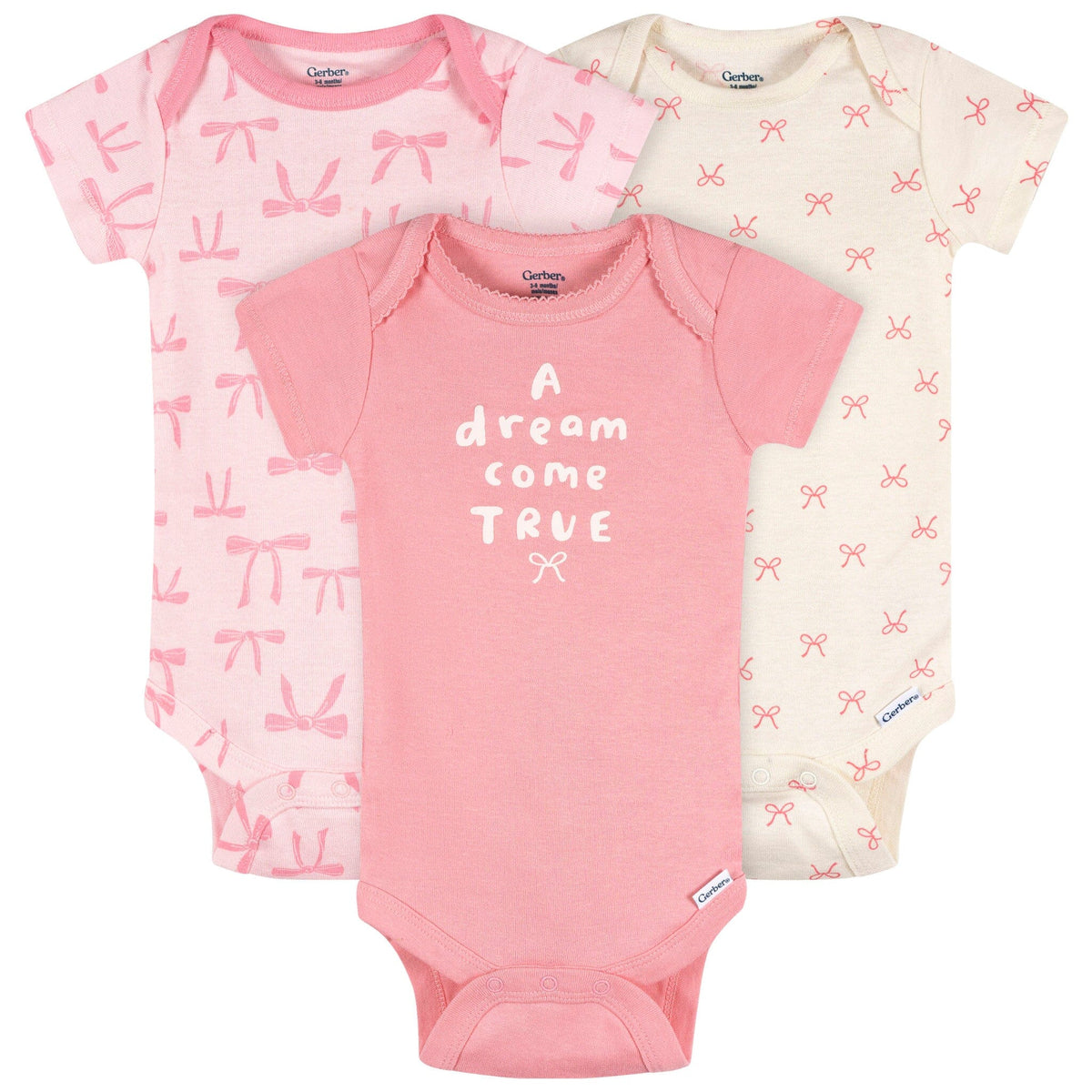 3-Pack Baby Girls Dream Come True Short Sleeve Onesies® Bodysuits Onesies Bodysuits Gerber® 