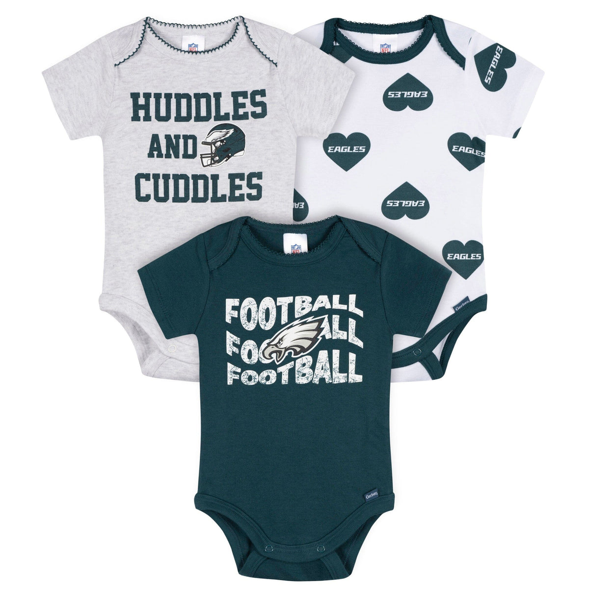 3-Pack Baby Girls Philidelphia Eagles Bodysuit Set Onesies Bodysuits NFL 