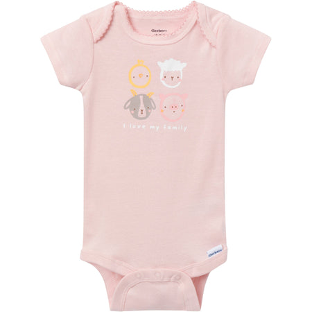 3-Pack Baby Girls Farm Family Short Sleeve Onesies® Bodysuits