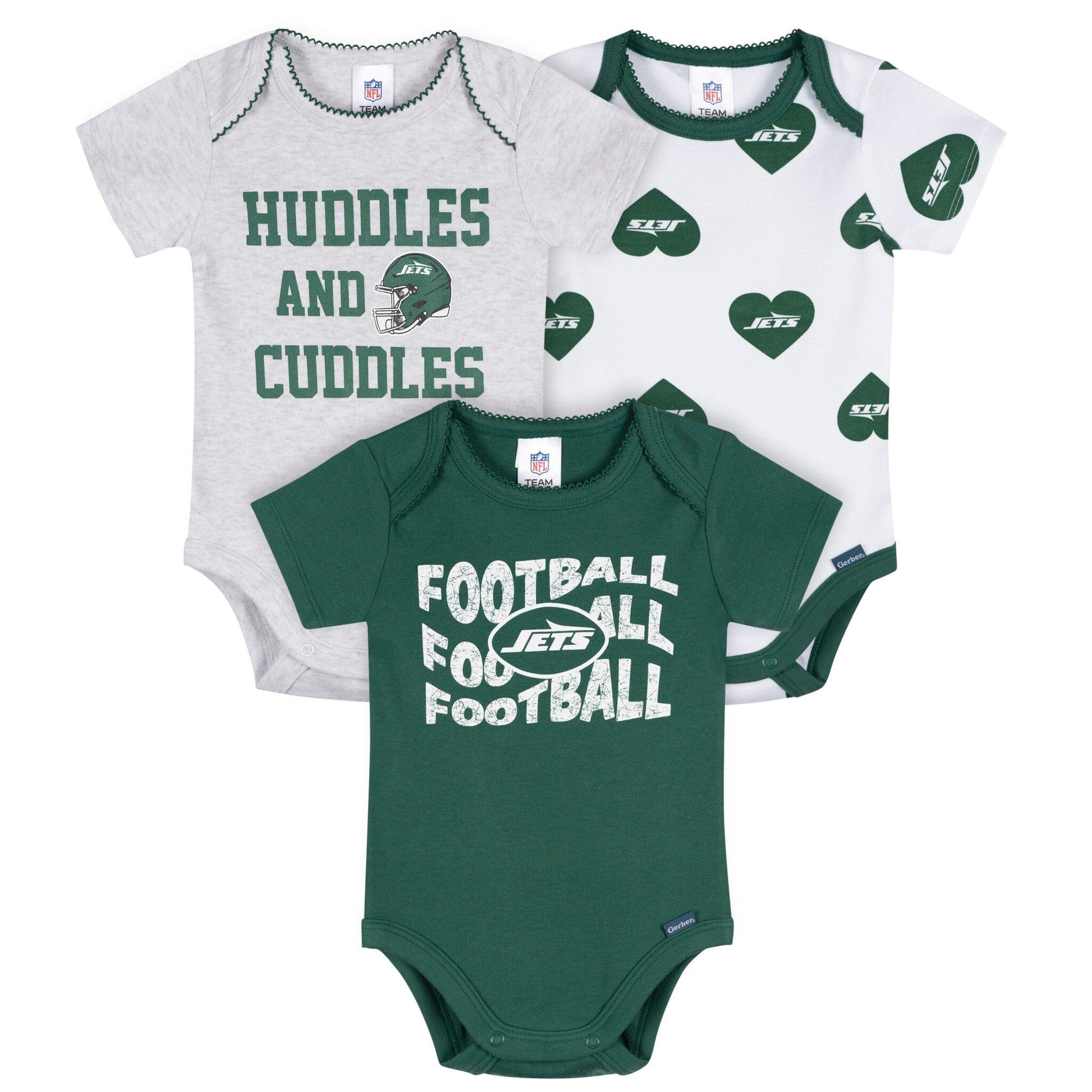 3-Pack Baby Girls New York Jets Bodysuit Set Onesies Bodysuits NFL 