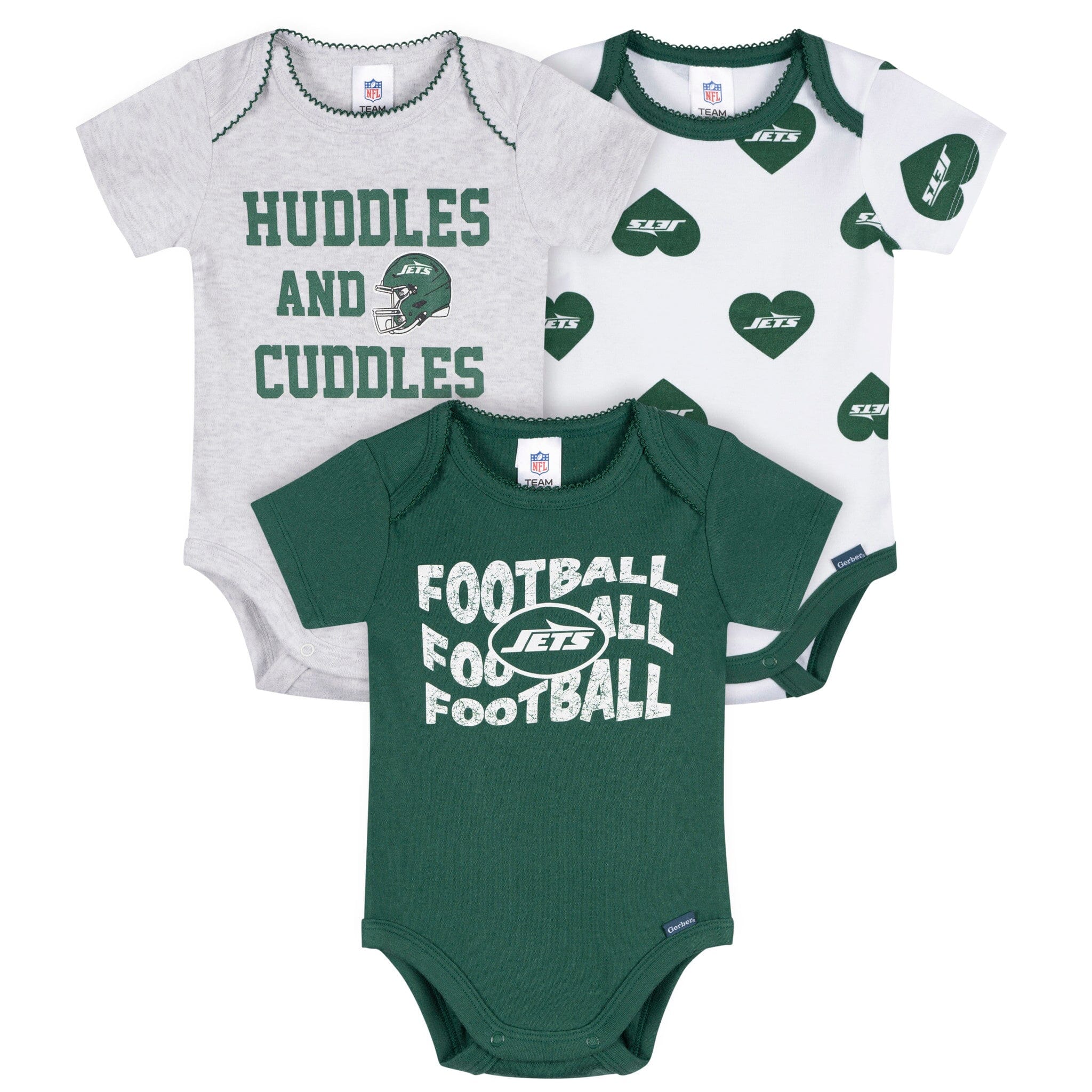 3-Pack Baby Girls New York Jets Bodysuit Set Onesies Bodysuits NFL 