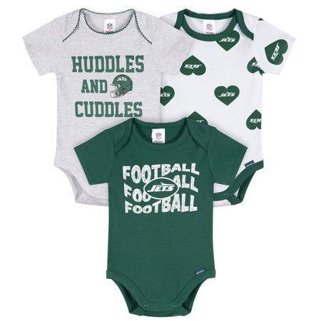 3-Pack Baby Girls New York Jets Short Sleeve Bodysuits
