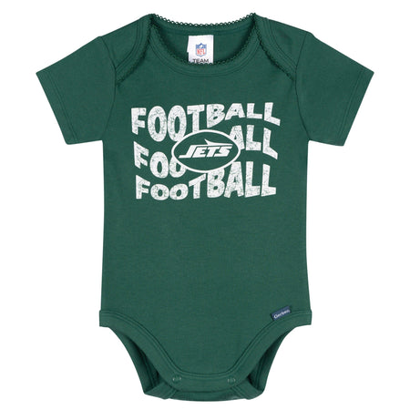 3-Pack Baby Girls New York Jets Short Sleeve Bodysuits
