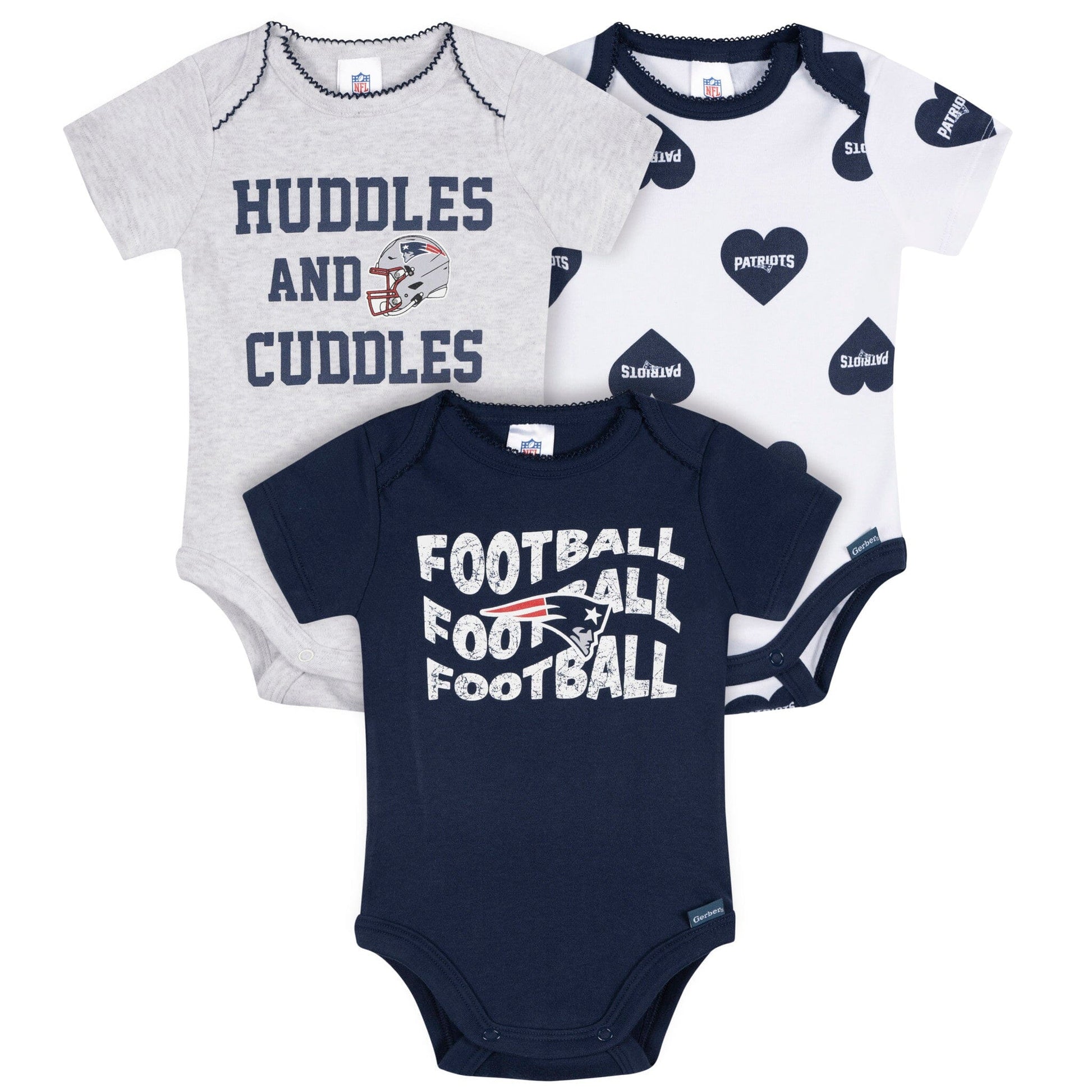 3-Pack Baby Girls New England Patriots Bodysuit Set Onesies Bodysuits NFL 