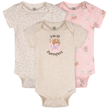 3-Pack Baby Girls Purrrfect Kittens Short Sleeve Onesies® Bodysuits
