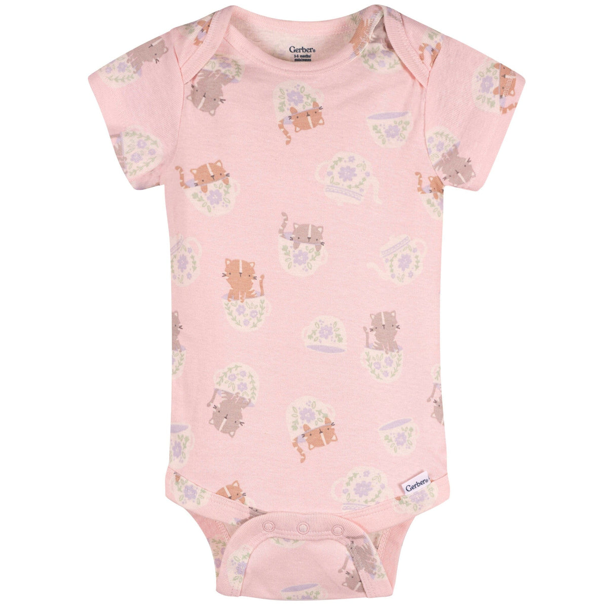 3-Pack Baby Girls Purrrfect Kittens Short Sleeve Onesies® Bodysuits Onesies Bodysuits Gerber® 