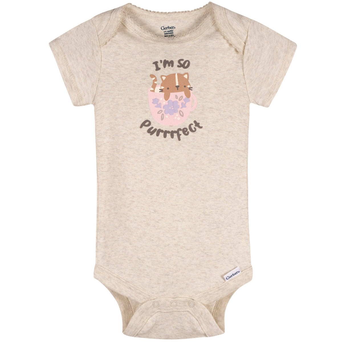 3-Pack Baby Girls Purrrfect Kittens Short Sleeve Onesies® Bodysuits Onesies Bodysuits Gerber® 