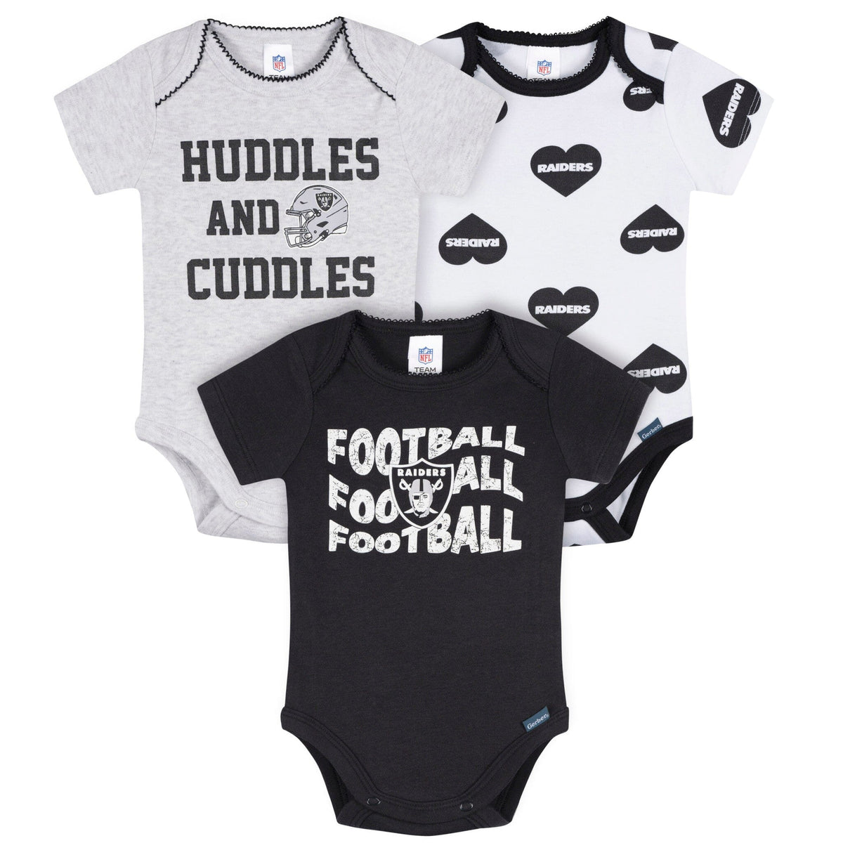 3-Pack Baby Girls Las Vegas Raiders Bodysuit Set Onesies Bodysuits NFL 