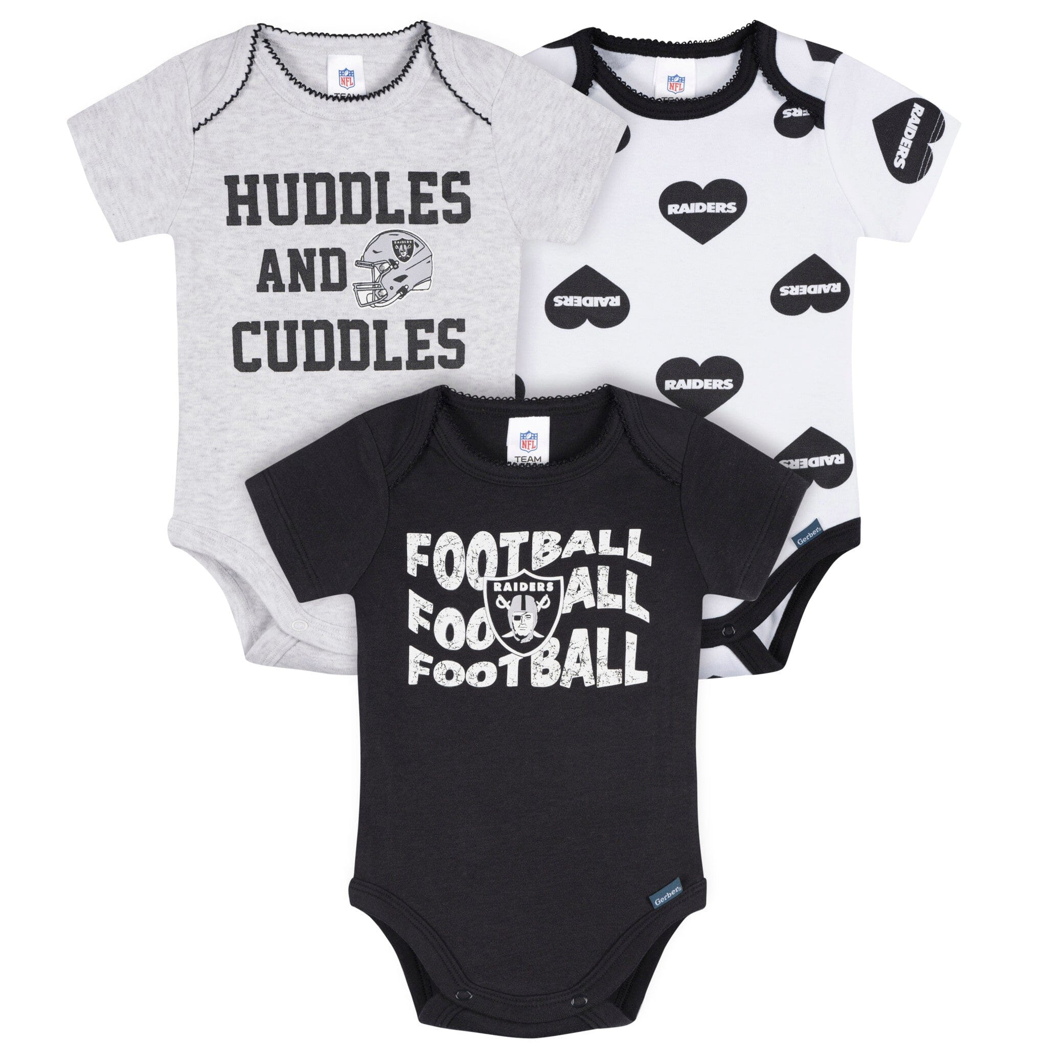 3-Pack Baby Girls Las Vegas Raiders Bodysuit Set Onesies Bodysuits NFL 