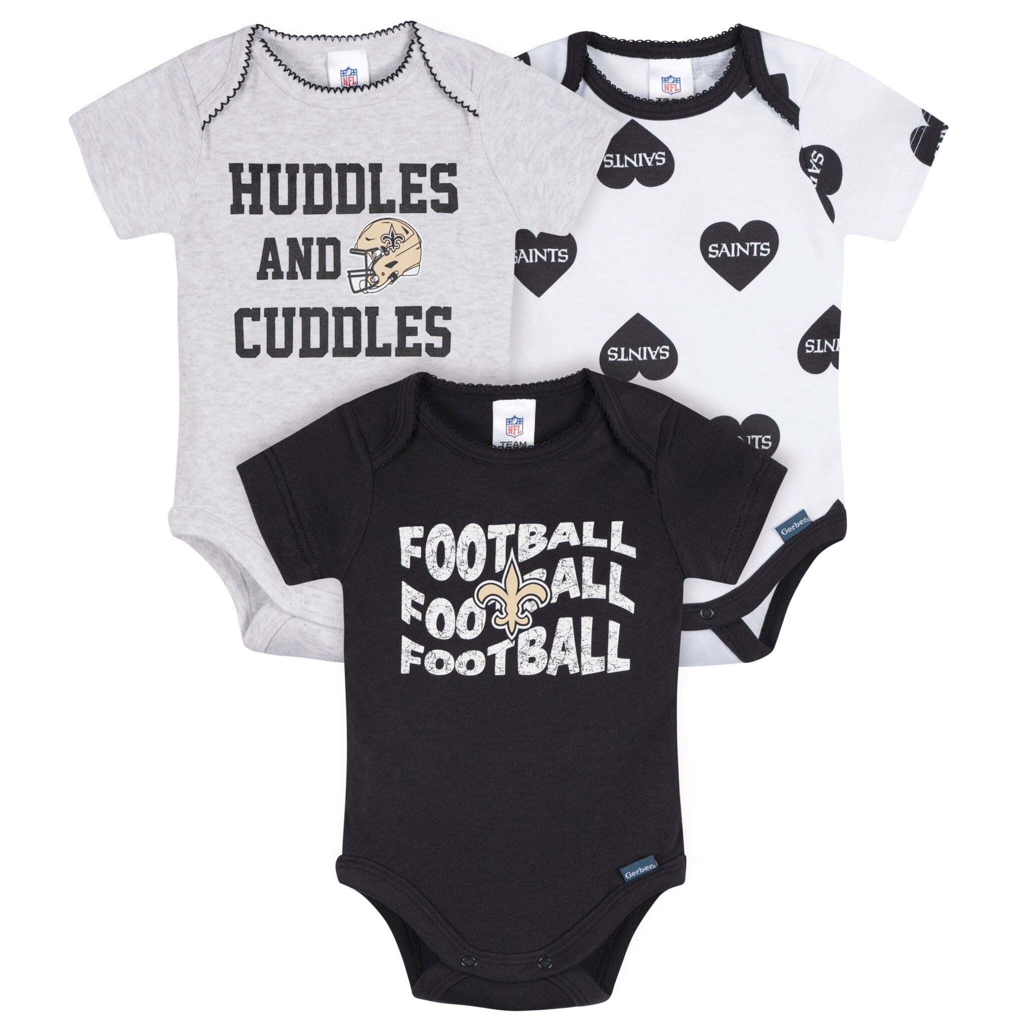 3-Pack Baby Girls New Orleans Saints Bodysuit Set Onesies Bodysuits NFL 